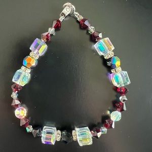 Iridescent Maroon Austrian Crystal Cube Bracelet